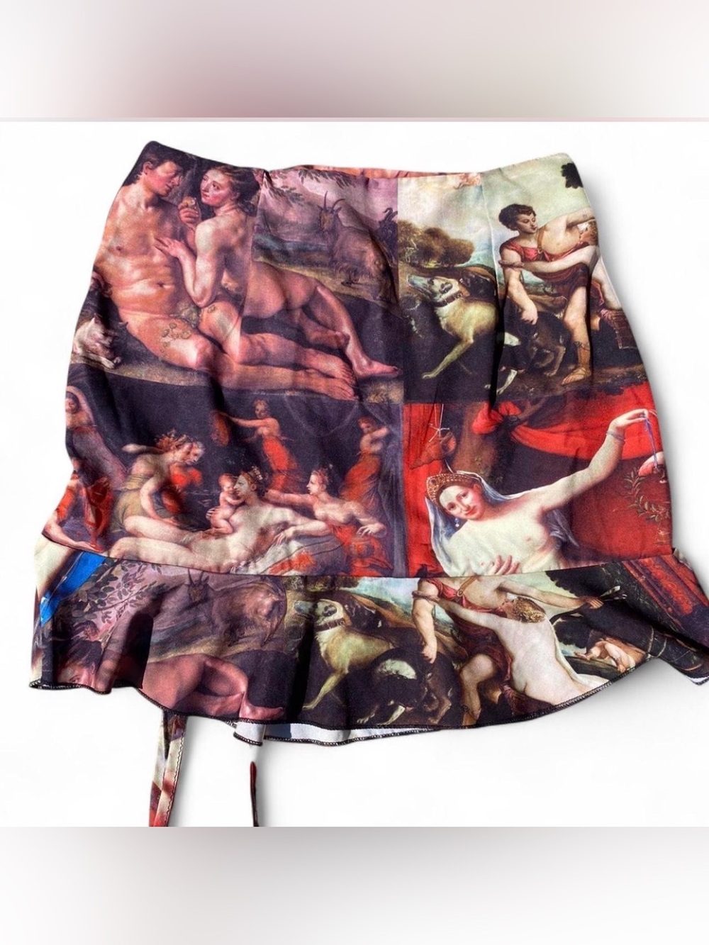 Art Print Mini Skirt with Adjustable Rouching- Small